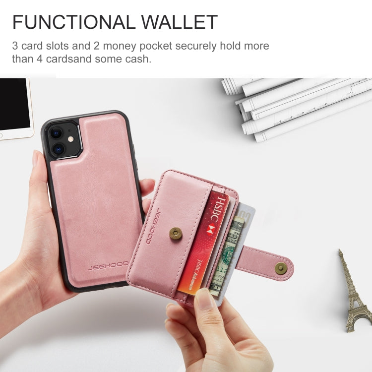 JEEHOOD RFID Blocking Anti-Theft Wallet Phone case for iPhone 12/12 Pro, showcasing its durable design and card slots.
