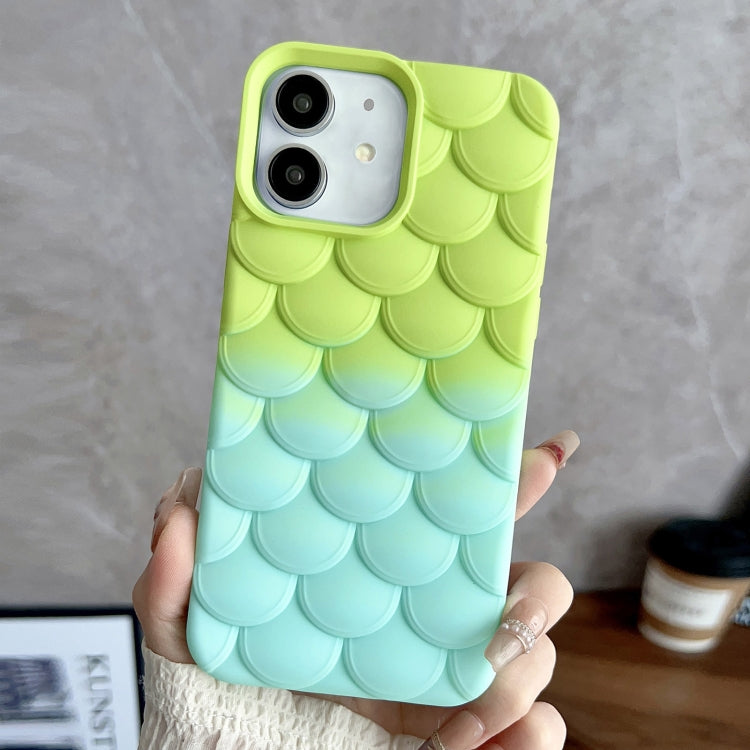 For iPhone 12 Gradient Mermaid Scale Skin Feel Phone Case in Blue Green, showcasing its stylish design and texture.