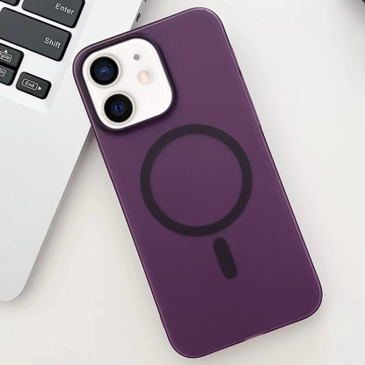 Purple Ice Fog MagSafe PC Phone Case designed for iPhone 12, showcasing its sleek design and protective features.