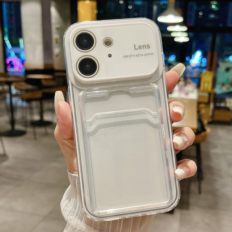 For iPhone 12 Large Window PC Hybrid TPU Phone Case with Card, showcasing its durable design and card slot feature.