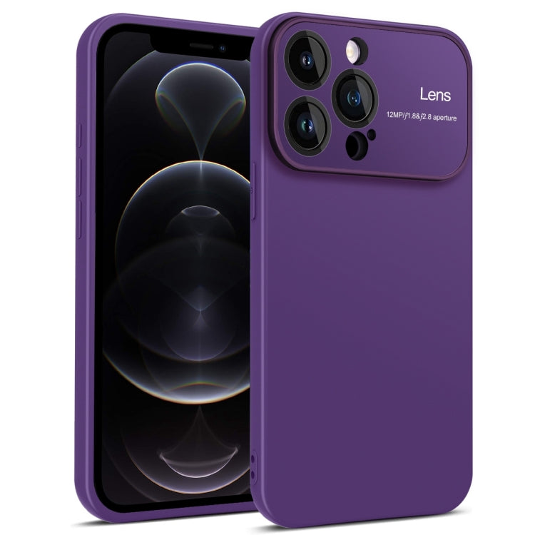 Purple TPU phone case for iPhone 12 Pro with raised edges and precise cutouts.