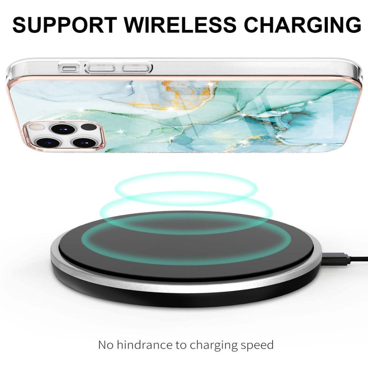 Electroplating Marble Pattern Dual-side IMD TPU case for iPhone 12 Pro Max, showcasing vibrant colors and stylish design.