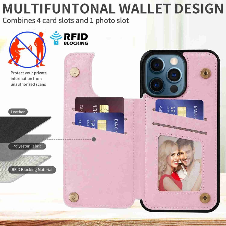 For iPhone 12 Pro Max Printed Double Buckle RFID Anti-theft Phone Case showcasing its stylish design and card slots.