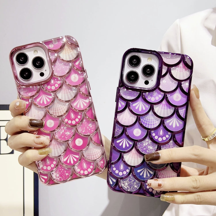 Mermaid Scale Electroplated Laser Carving Phone Case for iPhone 12 Pro, showcasing a shimmering design with protective features.