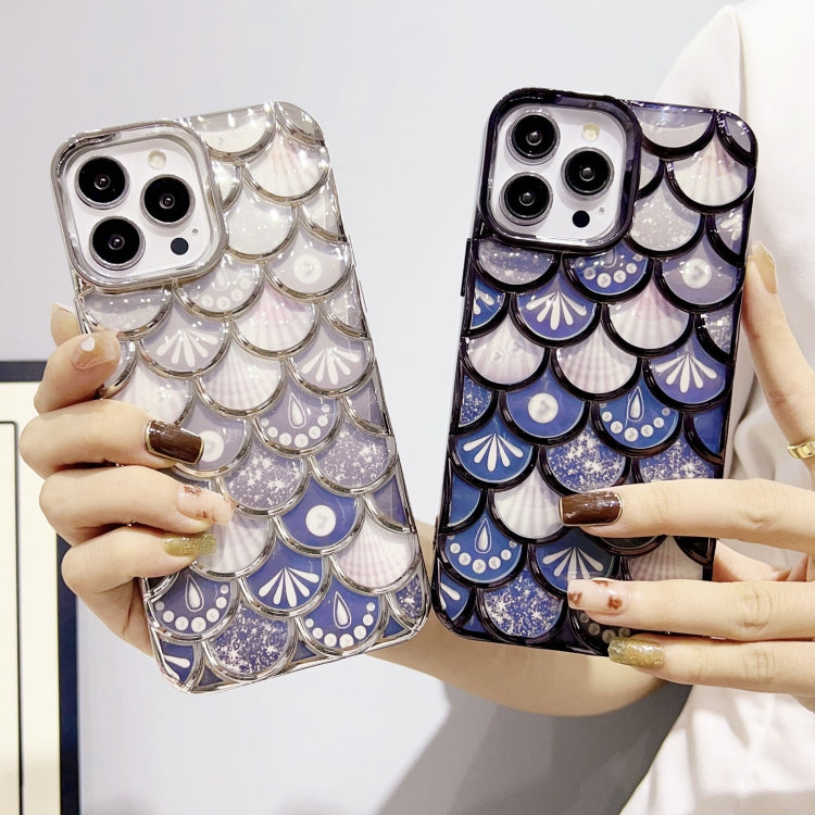 Mermaid Scale Electroplated Laser Carving Phone Case for iPhone 12 Pro, showcasing a shimmering design with intricate details.