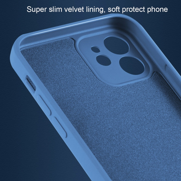 Blue silicone case for iPhone 12 Pro, featuring full coverage and MagSafe compatibility, showcasing its sleek design and protective features.