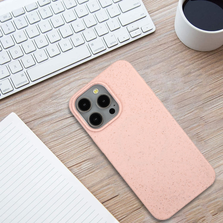 Pink wheat straw and TPU phone case for iPhone 12 Pro, showcasing its slim design and eco-friendly materials.