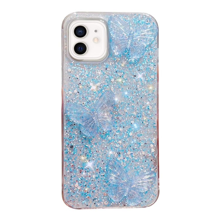 Stylish iPhone 12 case featuring starry sequin butterflies design, made from durable epoxy TPU material.