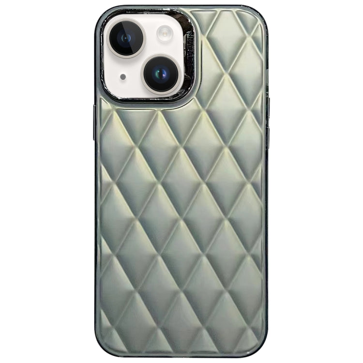 Grey 3D Rhombus Electroplating TPU Hybrid PC Phone Case for iPhone 13, showcasing its stylish design and durable materials.