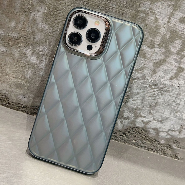 Grey 3D Rhombus Electroplating TPU Hybrid PC Phone Case for iPhone 13, showcasing its stylish design and durable materials.