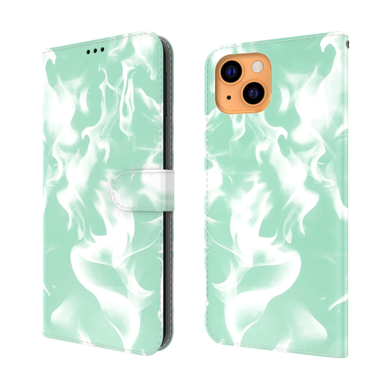 For iPhone 13 Cloud Fog Pattern Horizontal Flip Leather Case showcasing its stylish design and functional features.