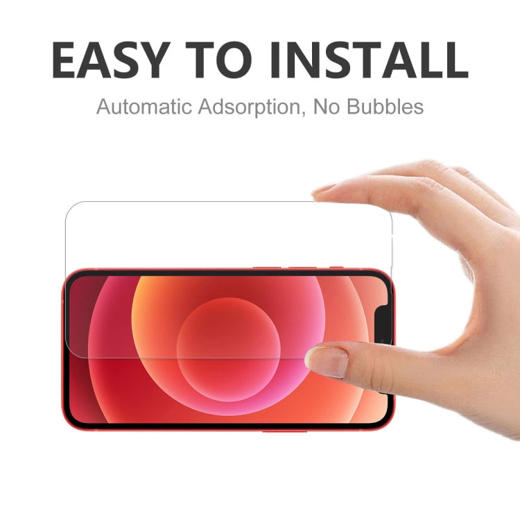 ENKAY Liquid Silicone Shockproof Case for iPhone 13 with 9H Tempered Glass Protector, showcasing its sleek design and protective features.