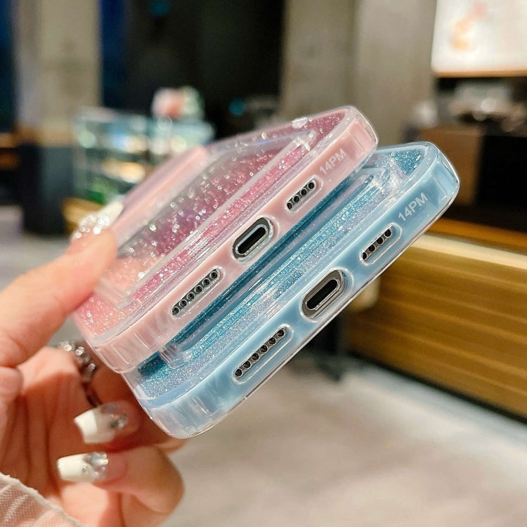 Large Window Gradient Glitter Phone Case for iPhone 13, showcasing its stylish design and card slot feature.