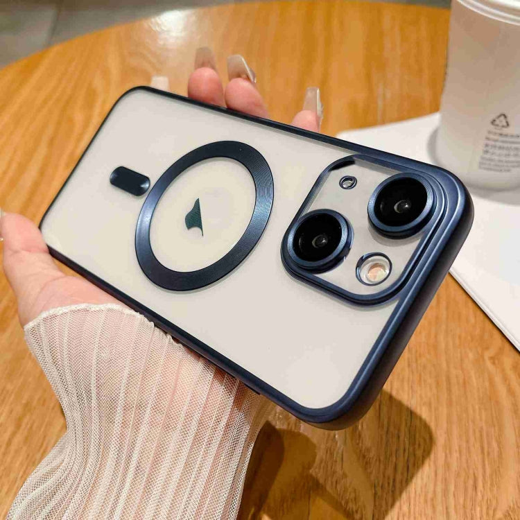 Dark Blue MagSafe Magnetic Frosted TPU Phone Case for iPhone 13, showcasing its sleek design and durable material.