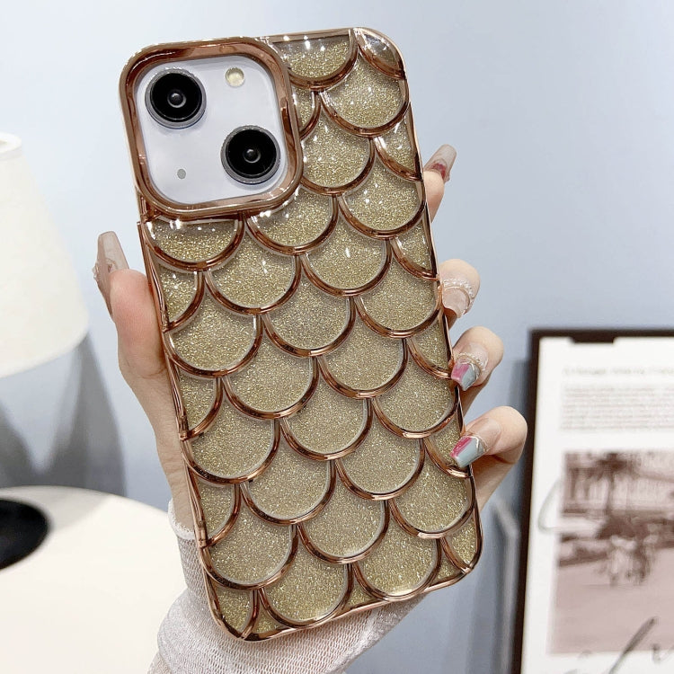 Mermaid Scale Electroplated Glitter Paper Phone Case for iPhone 13, showcasing a shimmering design with protective features.