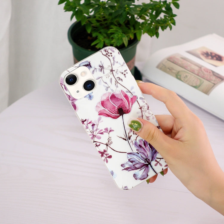 Electroplating TPU Protective Case for iPhone 13 mini in Lotus design, showcasing vibrant colors and a sleek finish.