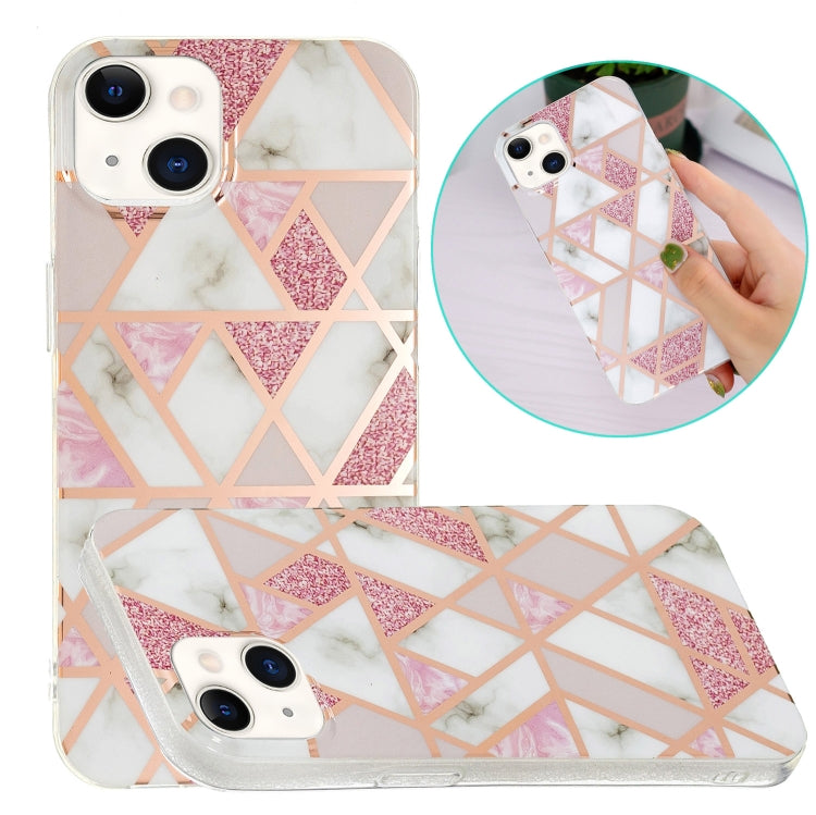 Pink White Electroplating TPU Protective Case for iPhone 13 mini, showcasing its sleek design and durable material.