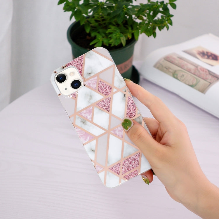 Pink White Electroplating TPU Protective Case for iPhone 13 mini, showcasing its sleek design and durable material.