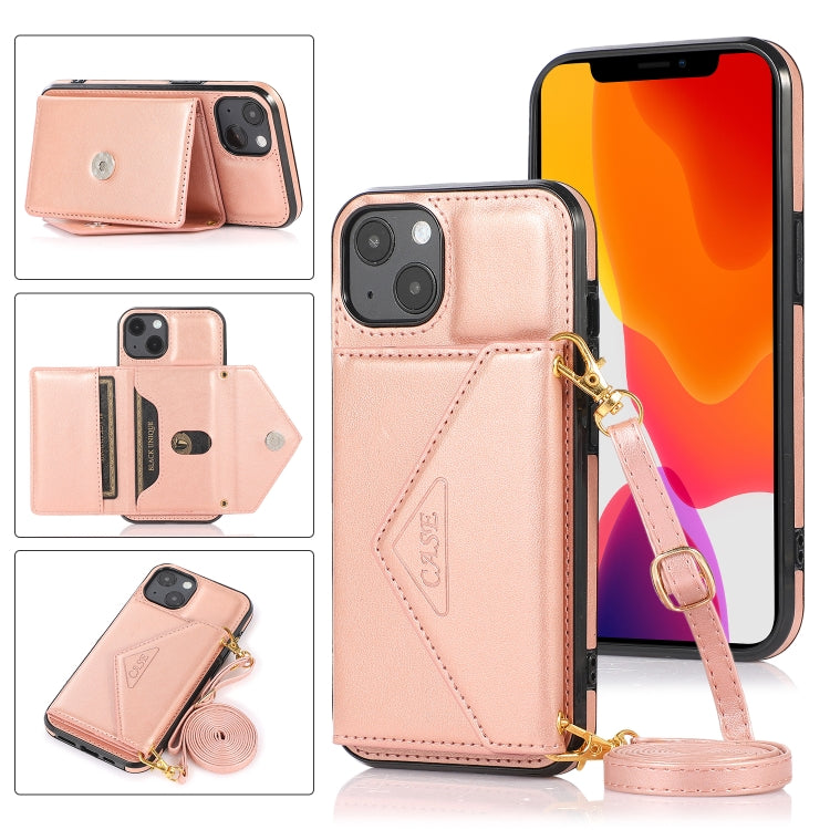 Multi-functional cross-body card bag for iPhone 13 mini made of TPU and PU, featuring a stylish design and a diagonal lanyard.