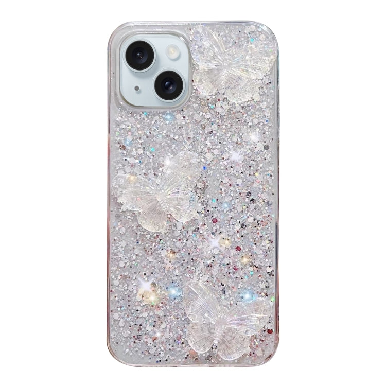 For iPhone 13 mini Starry Sequin Crystal Butterflies Epoxy TPU Phone Case showcasing a stylish butterfly design with sparkling sequins.