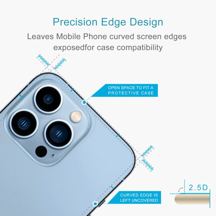 50pcs 0.26mm 9H 2.5D Tempered Glass Back Film for iPhone 13 Pro, showcasing its sleek design and protective features.