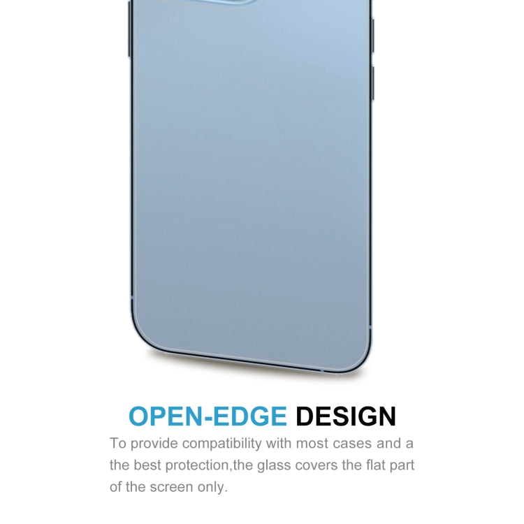 50pcs 0.26mm 9H 2.5D Tempered Glass Back Film for iPhone 13 Pro, showcasing its sleek design and protective features.