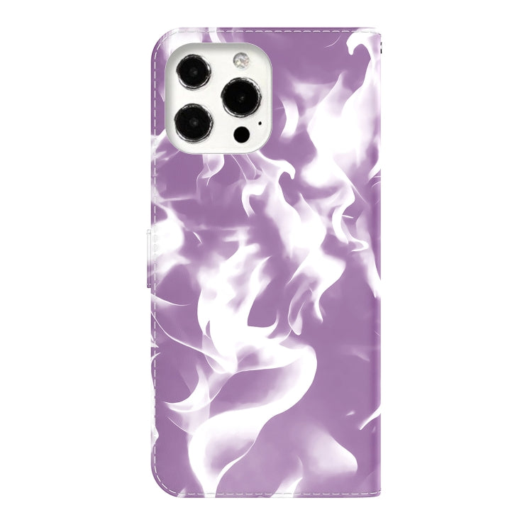 For iPhone 13 Pro Cloud Fog Pattern Horizontal Flip Leather Case showcasing its stylish design and card slots.