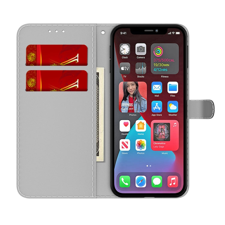 For iPhone 13 Pro Cloud Fog Pattern Horizontal Flip Leather Case showcasing its stylish design and card slots.
