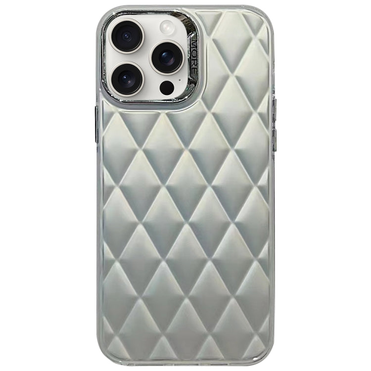 3D Rhombus Electroplating TPU Hybrid PC Phone case for iPhone 13 Pro Max in silver color, showcasing its stylish design and durable materials.