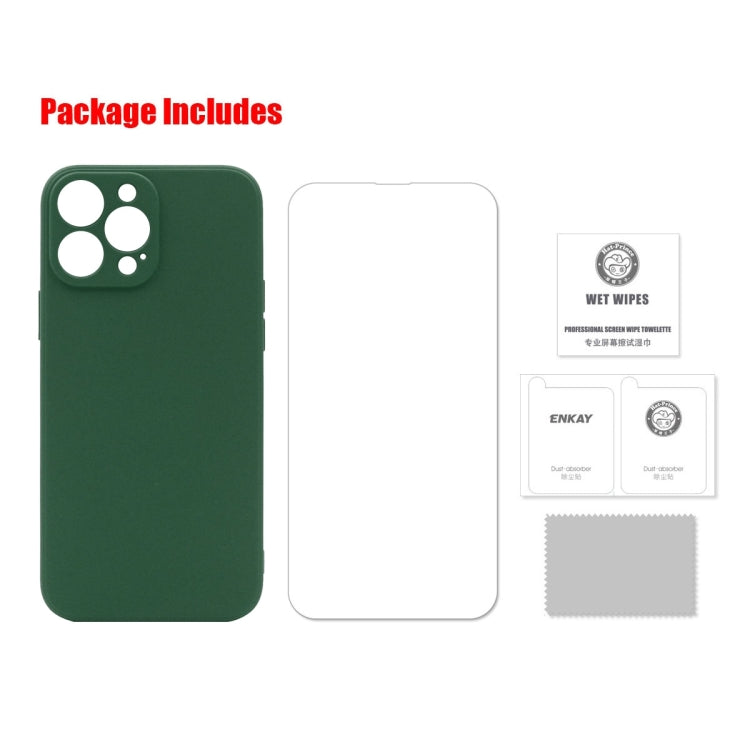 Hat-Prince ENKAY Liquid Silicone Shockproof Case for iPhone 13 Pro Max in stylish design, showcasing its slim profile and protective features.