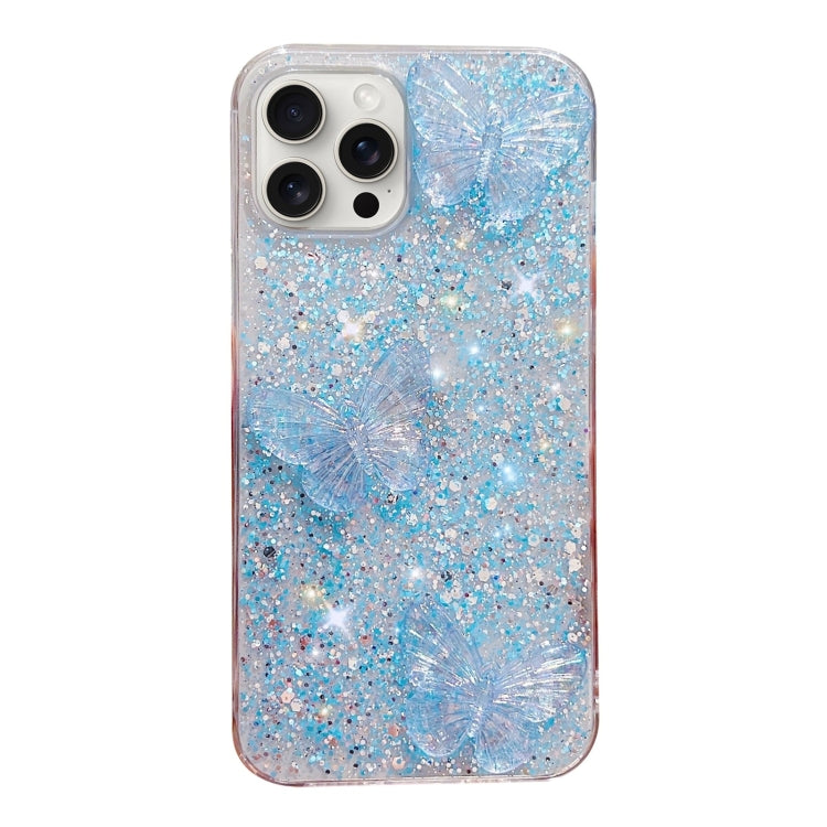 Stylish iPhone 13 Pro Max case featuring starry sequin crystal butterflies design, made from durable epoxy TPU material.