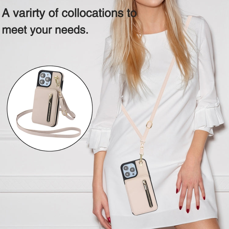 For iPhone 13 Pro Max YM006 Skin Feel Zipper Card Bag Phone Case showcasing its stylish design and practical wallet feature.