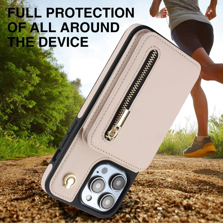 For iPhone 13 Pro Max YM006 Skin Feel Zipper Card Bag Phone Case showcasing its stylish design and practical wallet feature.