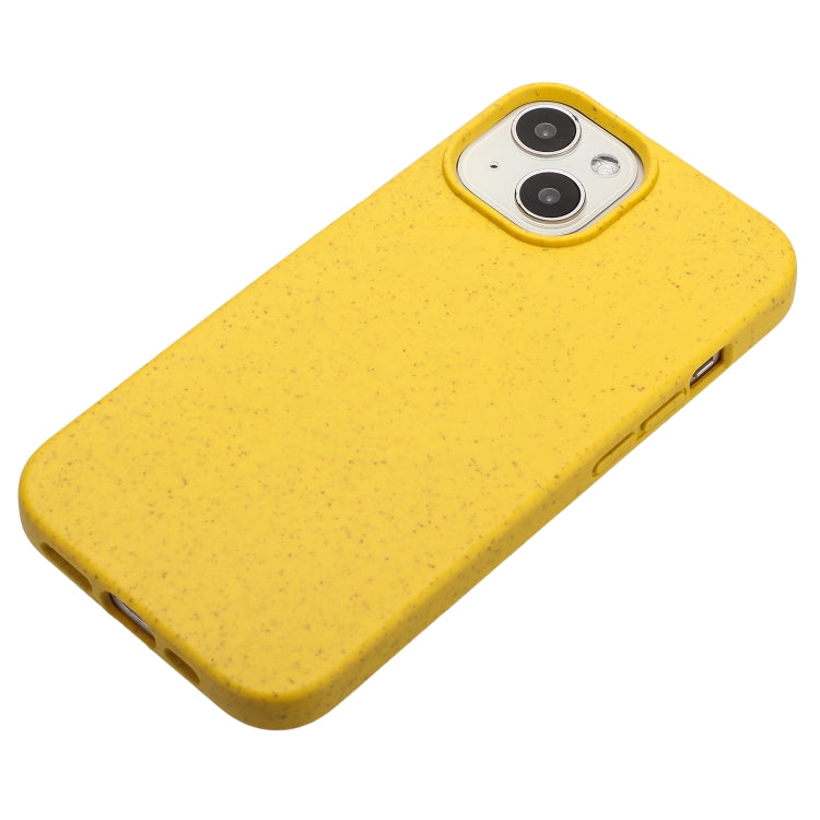 Yellow Wheat Straw and TPU phone case for iPhone 13, showcasing its slim design and eco-friendly material.