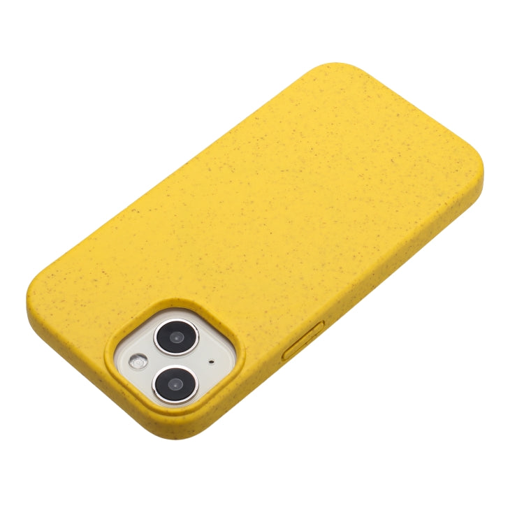 Yellow Wheat Straw and TPU phone case for iPhone 13, showcasing its slim design and eco-friendly material.