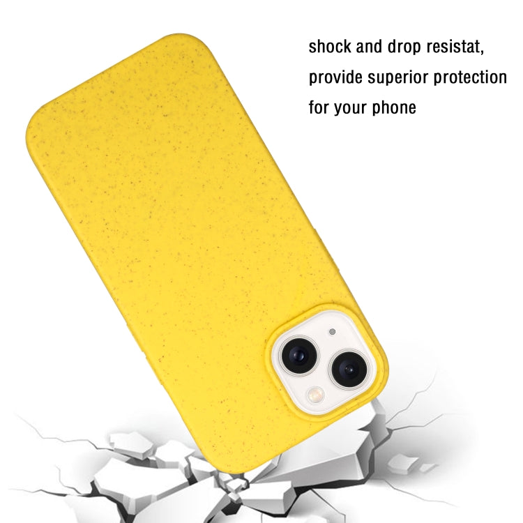 Yellow Wheat Straw and TPU phone case for iPhone 13, showcasing its slim design and eco-friendly material.