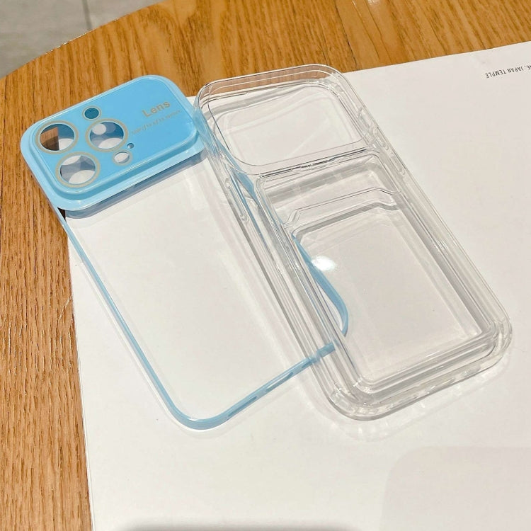 For iPhone 14 Large Window PC Hybrid TPU Phone Case with Card, showcasing its durable design and card slot feature.