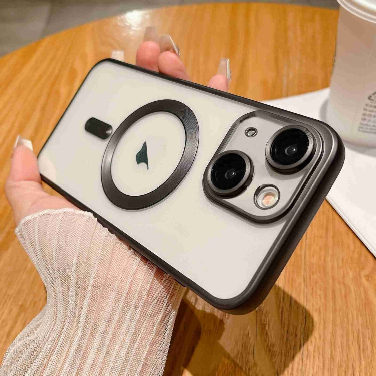 Black MagSafe Magnetic Frosted TPU Phone Case for iPhone 14, showcasing its sleek design and durable material.