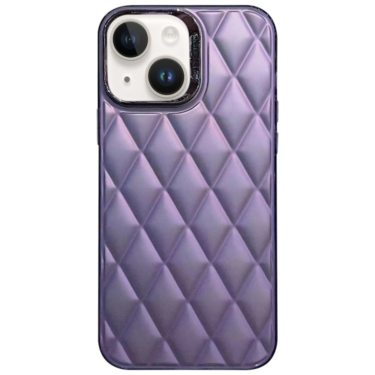3D Rhombus Electroplating TPU Hybrid PC Phone case for iPhone 14 Plus, showcasing its stylish silver design and durable materials.