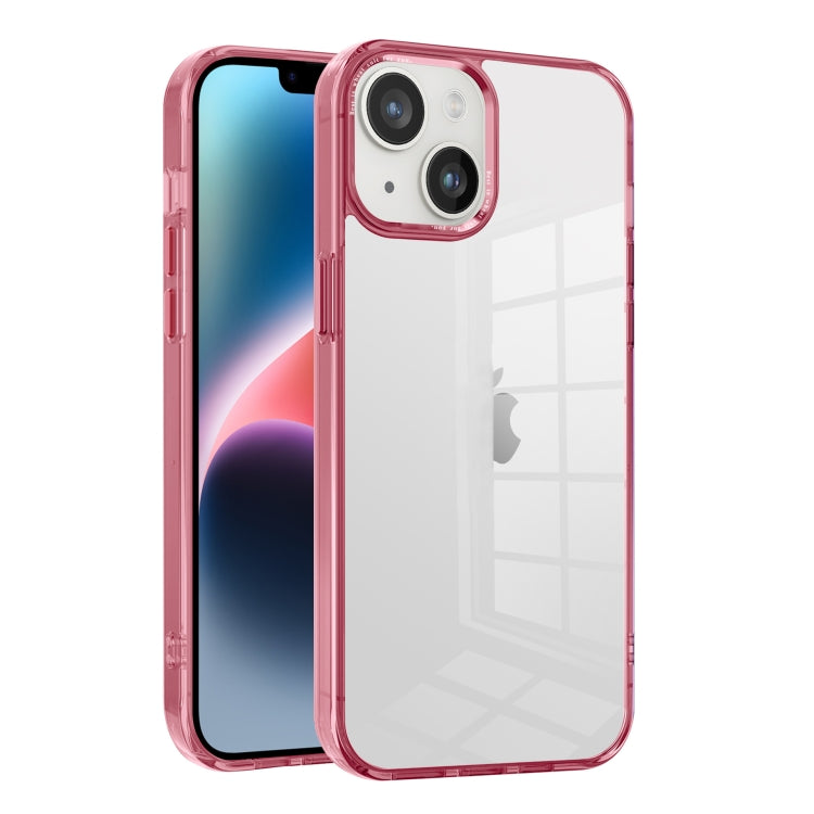 For iPhone 14 Plus Ice Color Clear Acrylic Hybrid TPU Phone case showcasing its transparent design and protective features.