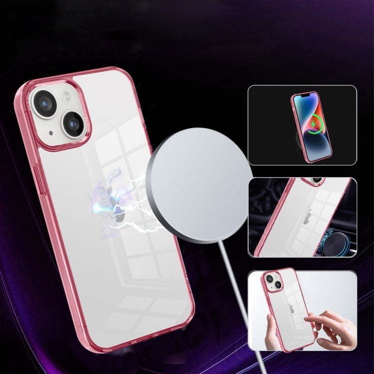 For iPhone 14 Plus Ice Color Clear Acrylic Hybrid TPU Phone case showcasing its transparent design and protective features.