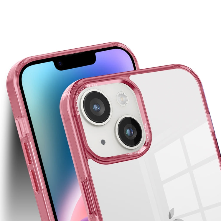 For iPhone 14 Plus Ice Color Clear Acrylic Hybrid TPU Phone case showcasing its transparent design and protective features.