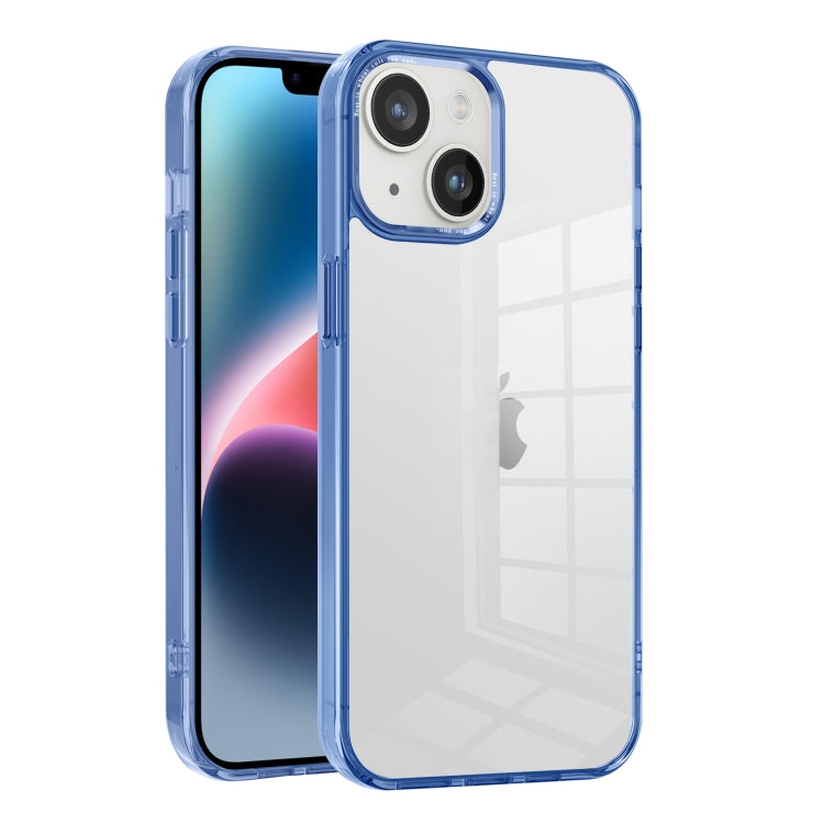 For iPhone 14 Plus Ice Color Clear Acrylic Hybrid TPU Phone case showcasing its clear design and protective features.