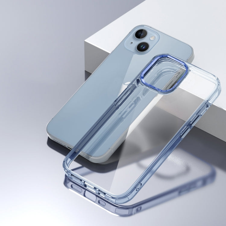 For iPhone 14 Plus Ice Color Clear Acrylic Hybrid TPU Phone case showcasing its clear design and protective features.