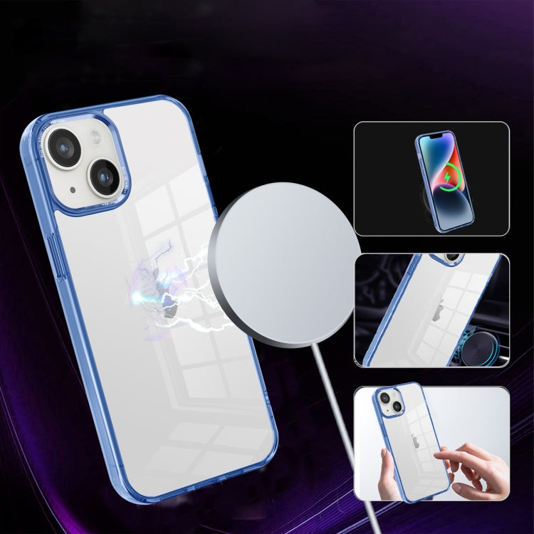 For iPhone 14 Plus Ice Color Clear Acrylic Hybrid TPU Phone case showcasing its clear design and protective features.