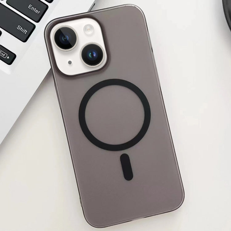 Black Ice Fog MagSafe PC Phone Case for iPhone 14 Plus, showcasing its sleek design and protective features.