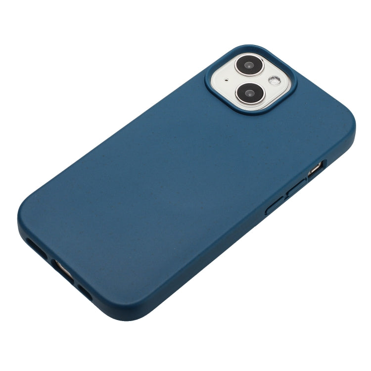 Blue Wheat Straw and TPU Phone Case for iPhone 14 Plus, showcasing its lightweight and eco-friendly design.