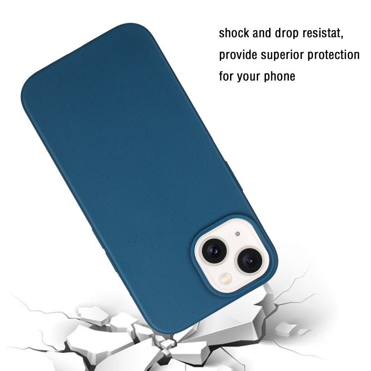 Blue Wheat Straw and TPU Phone Case for iPhone 14 Plus, showcasing its lightweight and eco-friendly design.