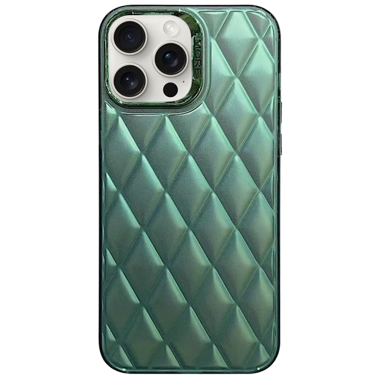 For iPhone 14 Pro 3D Rhombus Electroplating TPU Hybrid PC Phone case in silver, showcasing its stylish design and durable materials.