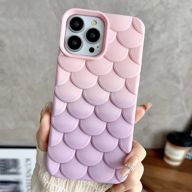 Purple Gradient Mermaid Scale Skin Feel Phone Case for iPhone 14 Pro, showcasing a stylish design with protective features.